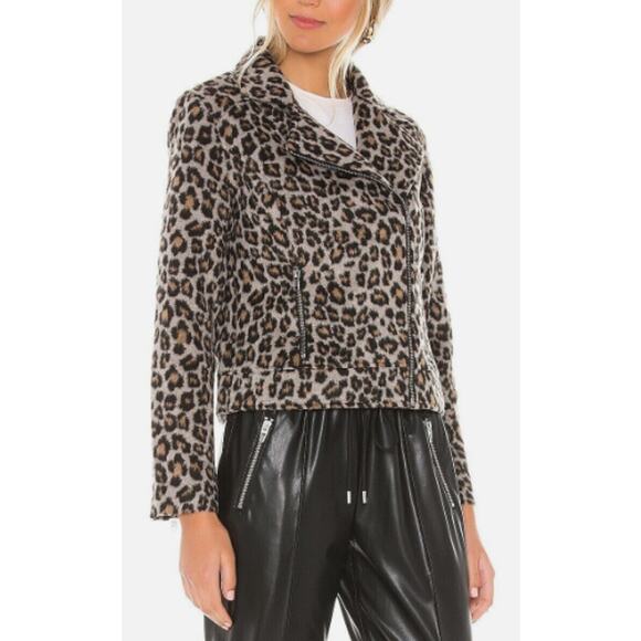 Cupcakes and Cashmere Wool blend Animal Print Margaux Moto Jacket  Size M - Picture 1 of 14